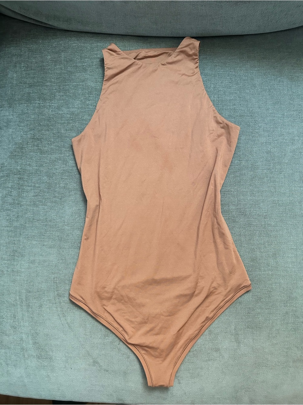 PINK Victoria's Secret Sleeveless High-Neck Bodysuit in Dusty Peach